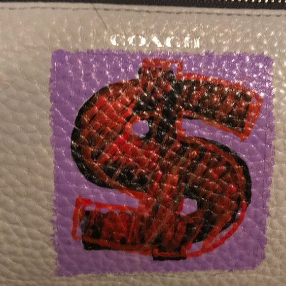 Warhol inspired $, hand painted on wristlet NWOT - Picture 2 of 5